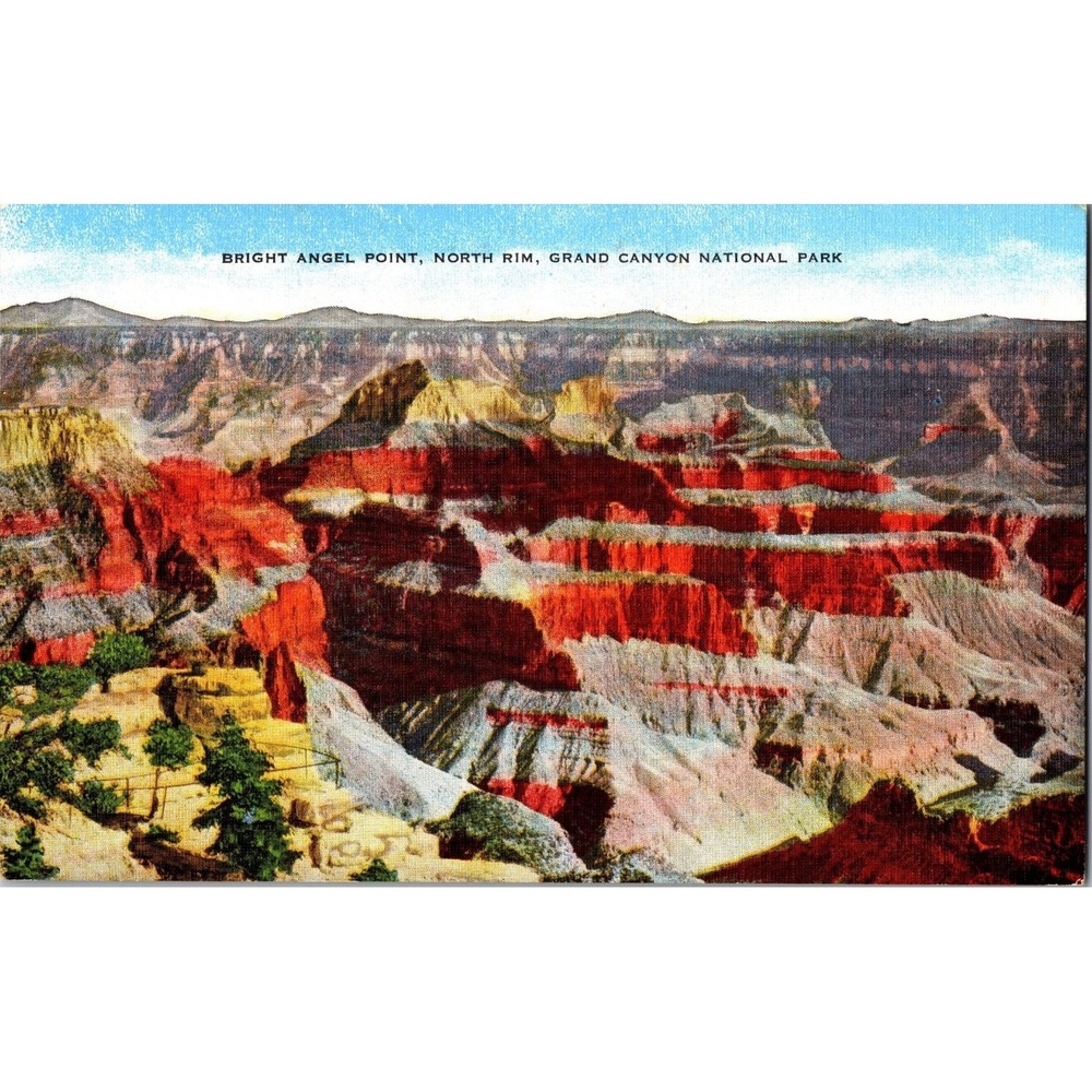 Vintage Linen Postcard Bright Angel‎ Point Grand Canyon National Park 1963